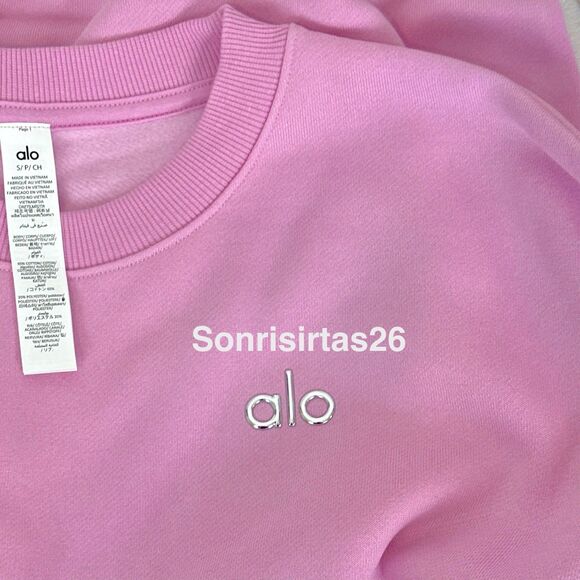 Alo Yoga Accolade Crew Neck Pullover Valentine’s Candy Heart Pink NWT Size S - Picture 12 of 16